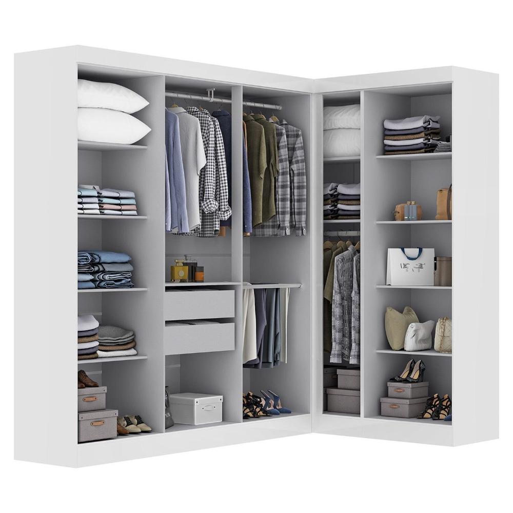 Miniatura Guarda-roupa Modulado de Canto 9 Portas e 2 Gavetas Paris Branco