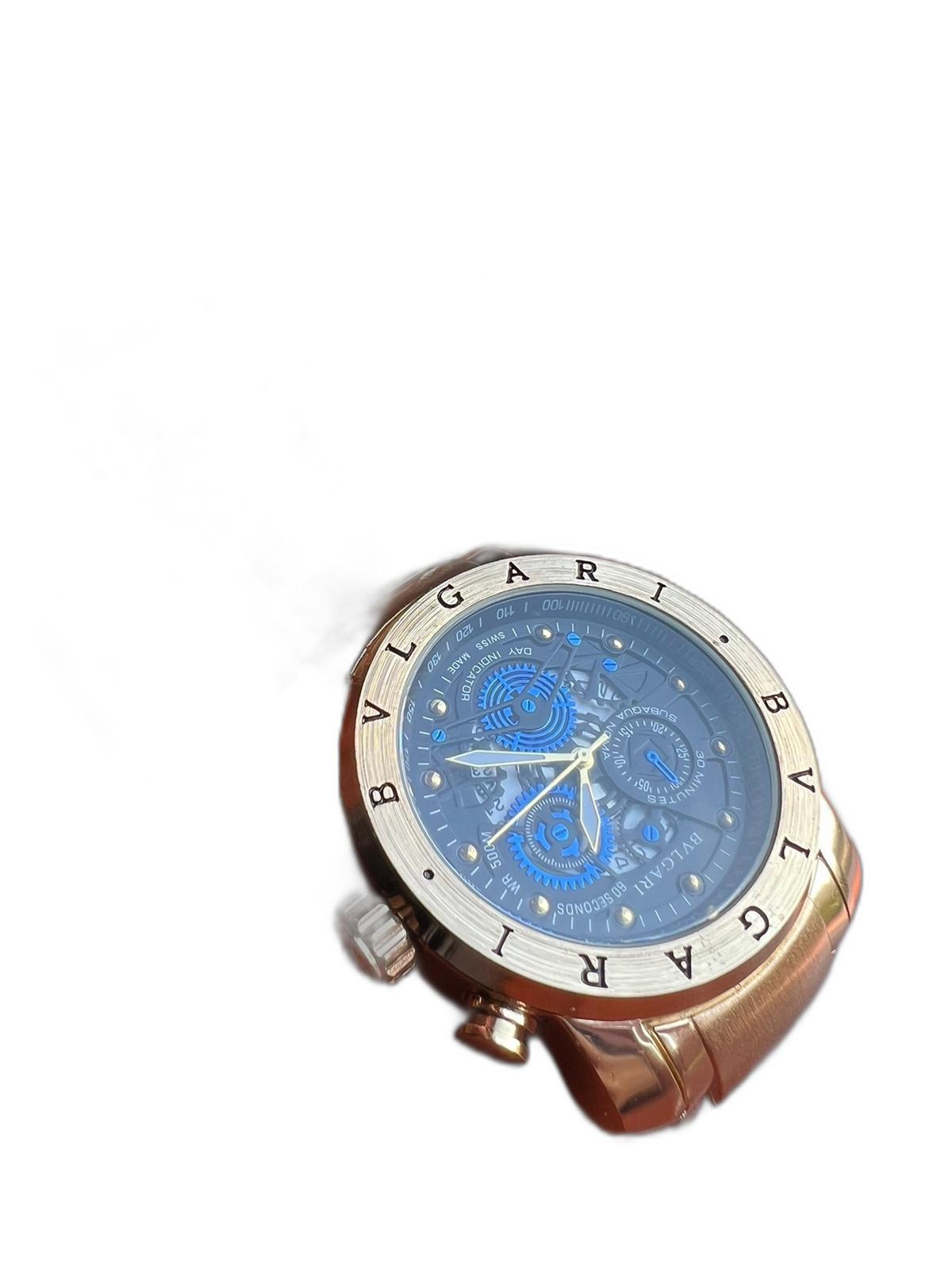 Miniatura Relogio Skeleton Luxo Aço Inoxidável Pesado Brilhante