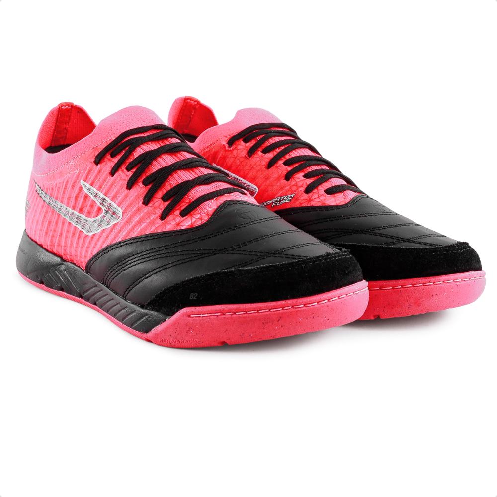 Miniatura Chuteira Futsal Topper Dominator Fuse Unissex Coral / Preto - 39