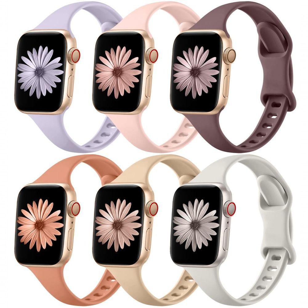 Miniatura 6 Pack Pulseiras Finas De Silicone Para Apple Watch (variadas)