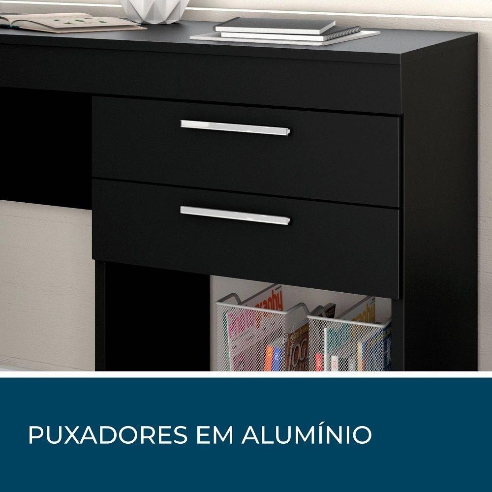 Escrivaninha 2 Gavetas Office Notável Móveis Preto Tx