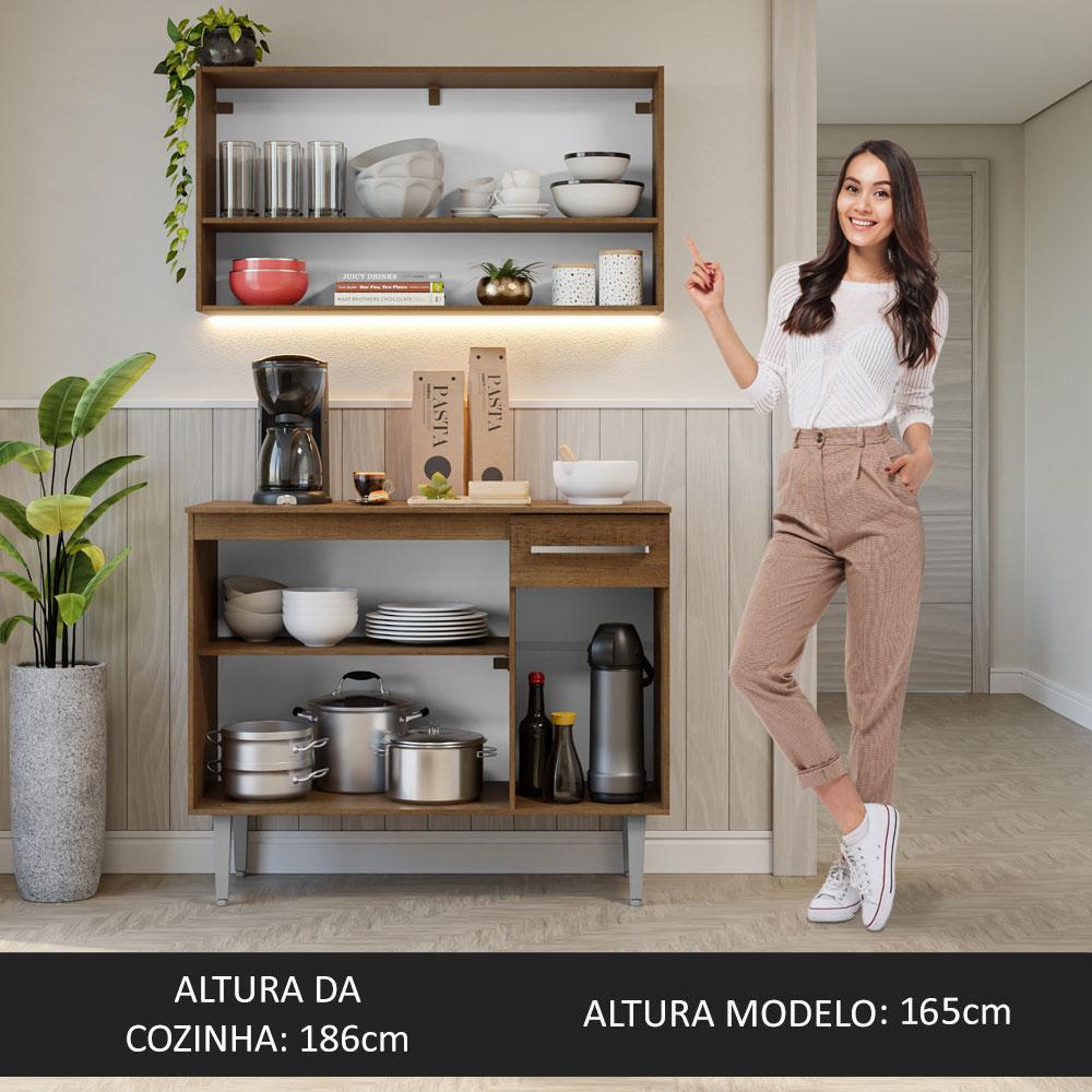 Armário de Cozinha Compacta 105cm Emilly Madesa 03 Rustic
