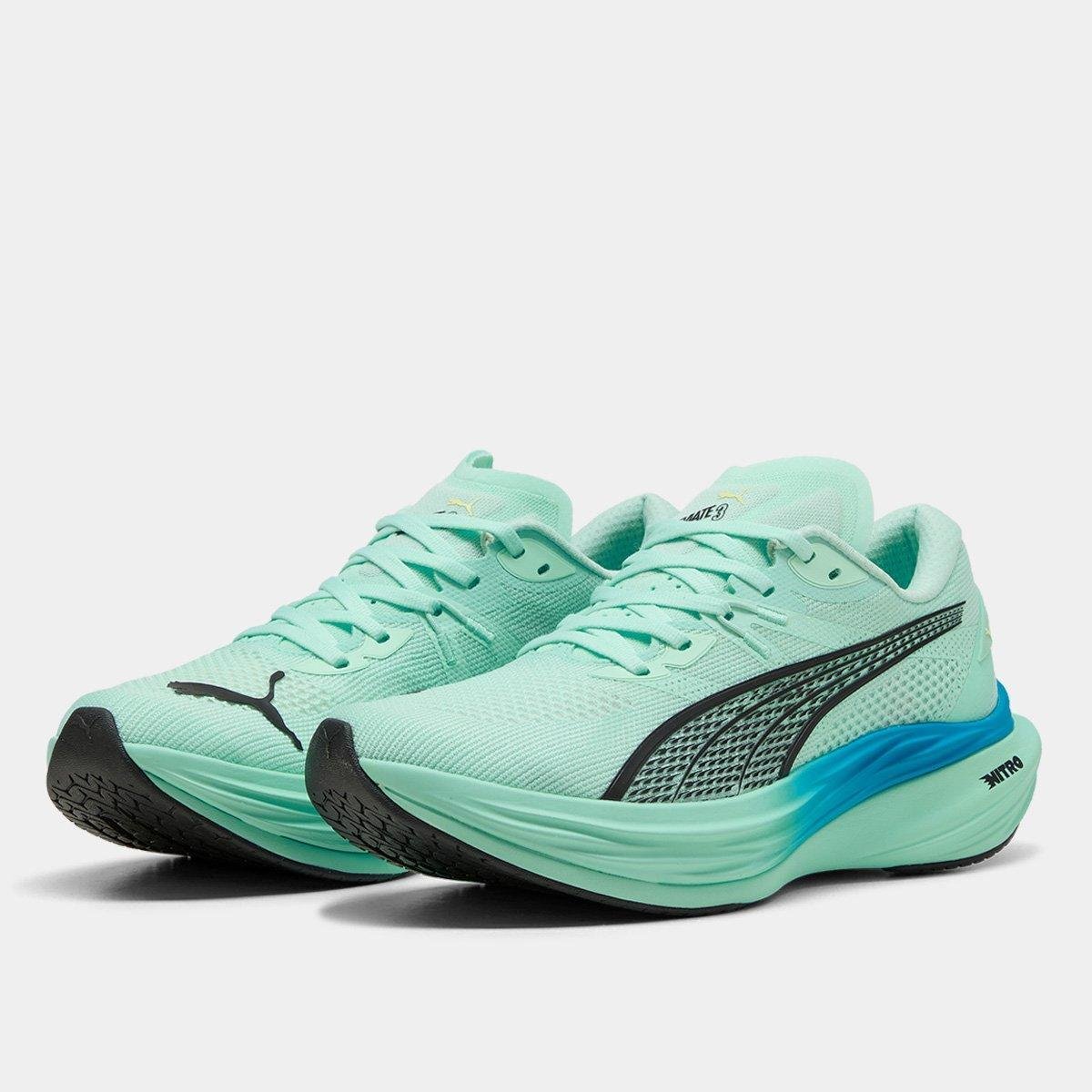 Miniatura Tênis Puma Deviate Nitro 3 Masculino Verde+Azul - 39