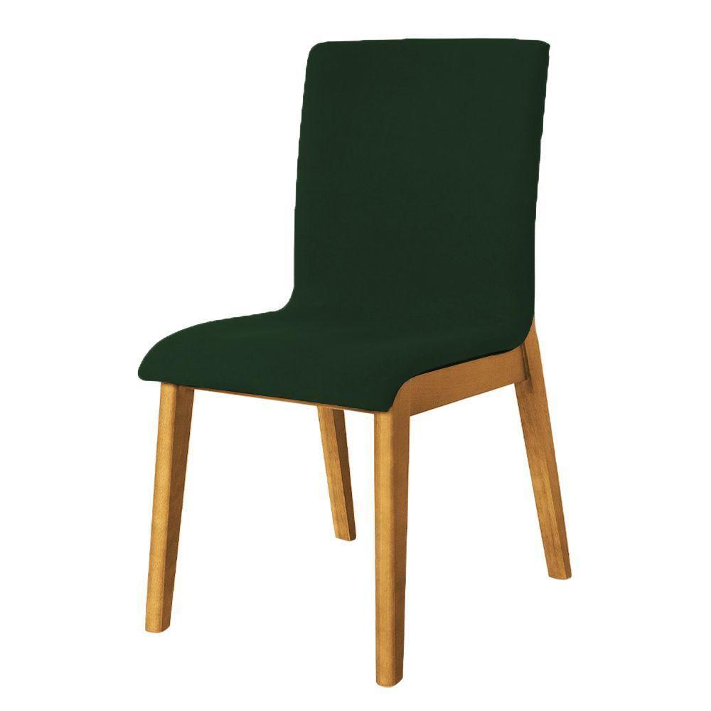 Miniatura Kit 2 Cadeiras De Jantar Diamante Estofada Em Veludo Verde Base Madeira Maciça Mel