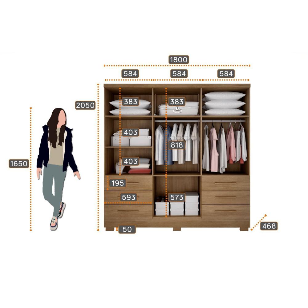 Miniatura Guarda Roupa Casal MDP Dakar 6Pts 6gav Guarda Roupa Casal 6 Portas 6 Gavetas Dakar Novo Horizonte Cumaru Fendi