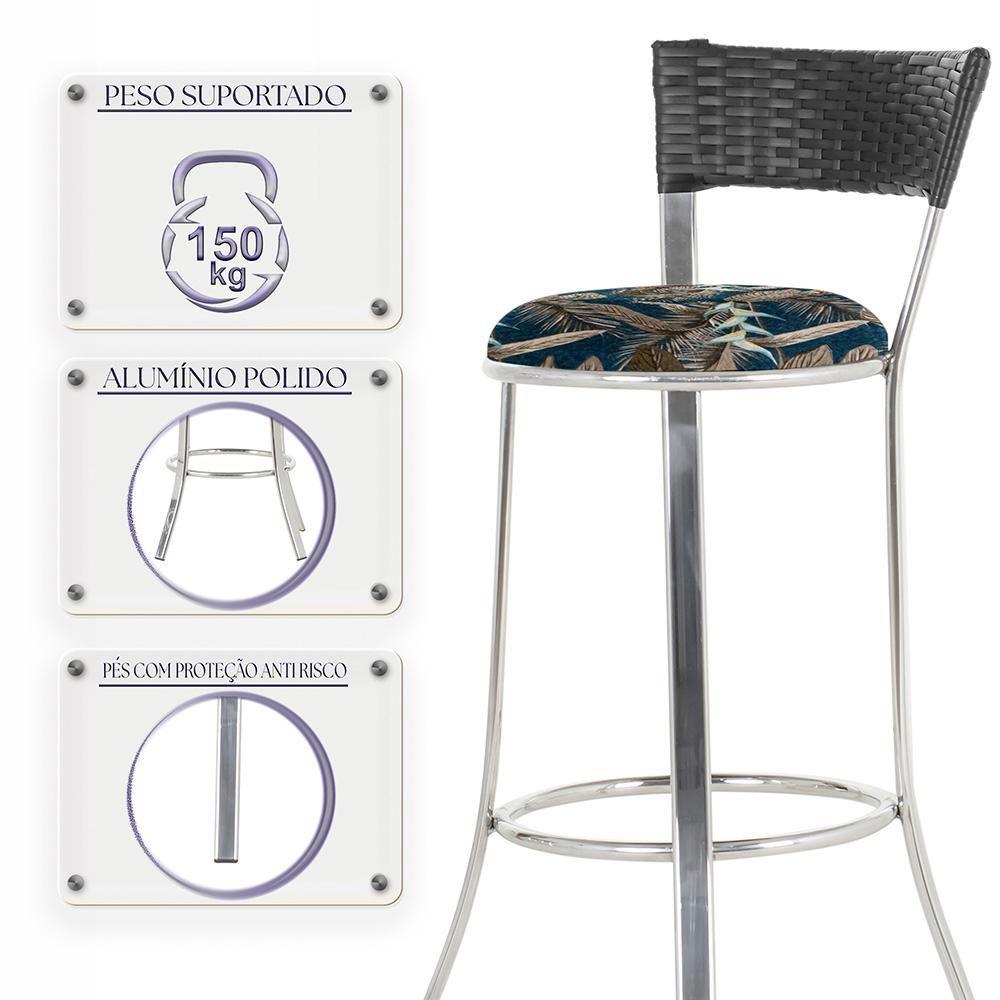 Miniatura Conjunto Com 2 Banquetas Em Alumínio, Fibra Sintética E Impermeável Tc Preta A14