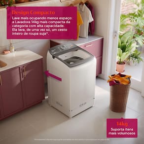 Máquina de Lavar Brastemp BWF14AB 14kg Smart Sensor Ciclo Tira Mancha Cesto Inox Branca 110V