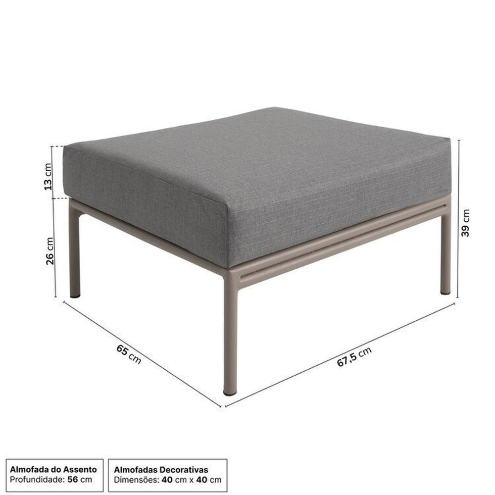 Miniatura Conjunto Jardim e Varanda 1 Chaise 1 Sofá 1 Puff 1 Mesa Lateral 70cm Refúgio Cabecasa Madeiramadeira Champanhe/Cinza Mesclado