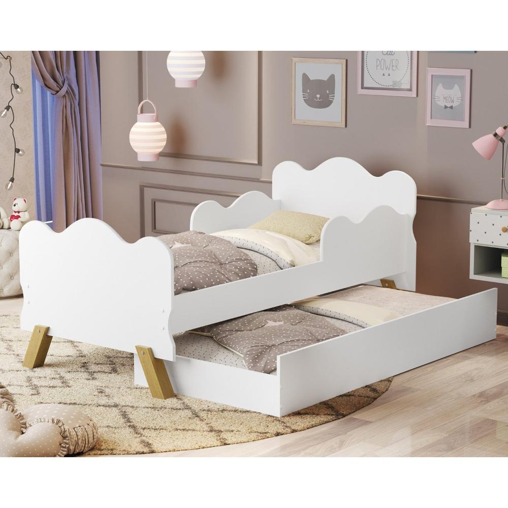 Miniatura Mini Cama Angel Com Auxiliar em MDF Branco