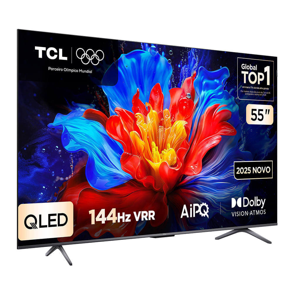 Smart TV TCL 4K QLED 55" Polegadas com Google Assistente, Dolby Atmos e Design Sem Bordas - 55P8K Bivolt