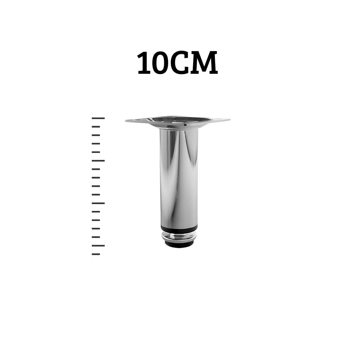 Miniatura Kit 8 Pés Para Móveis Regulável Redondo Cromado 10Cm