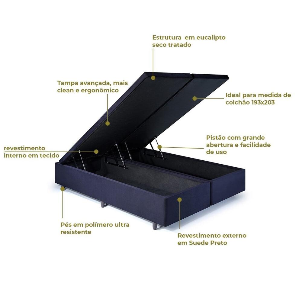 Miniatura Cama Box Baú King 193cm x 203 cm Preto