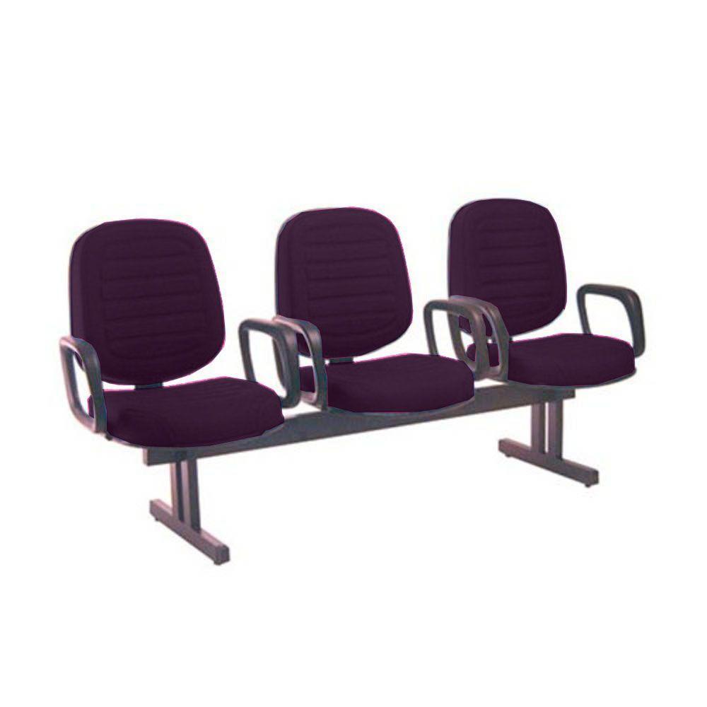 Miniatura Cadeira Em Longarina Com 03 Lugares Linha Blenda Roxo