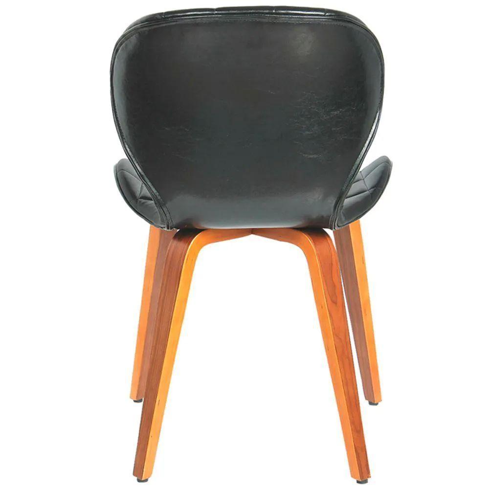 Kit 3 Cadeiras De Jantar Moderna Com Tressê Base Madeira Lucy R02 Sintético Preto - Mpozenato