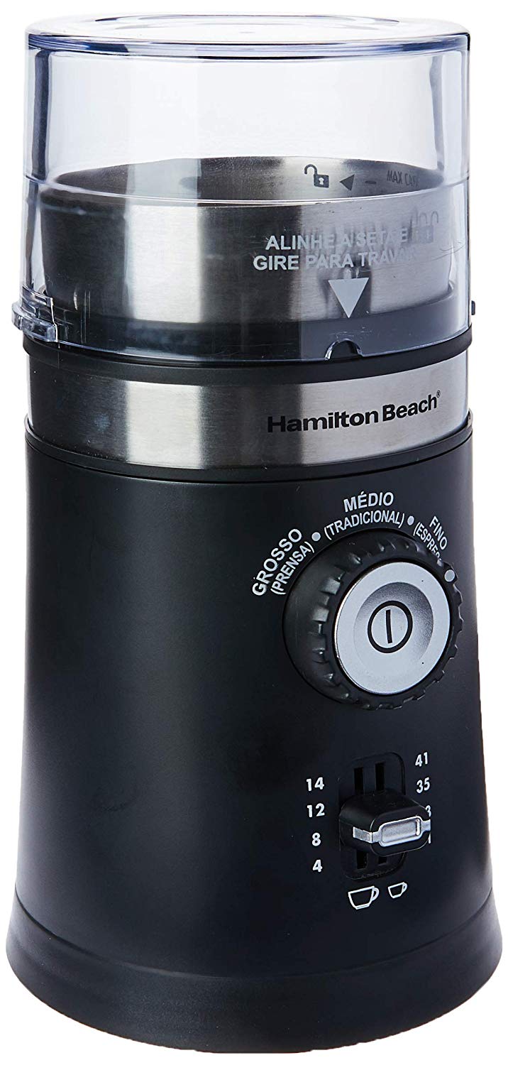 Miniatura Moedor de Grãos Inox Hamilton Beach Preto 220V Elétrico - Grãos - Moedor elétrico - Café - Hamilton beach - 80393-bz220 - 220 v