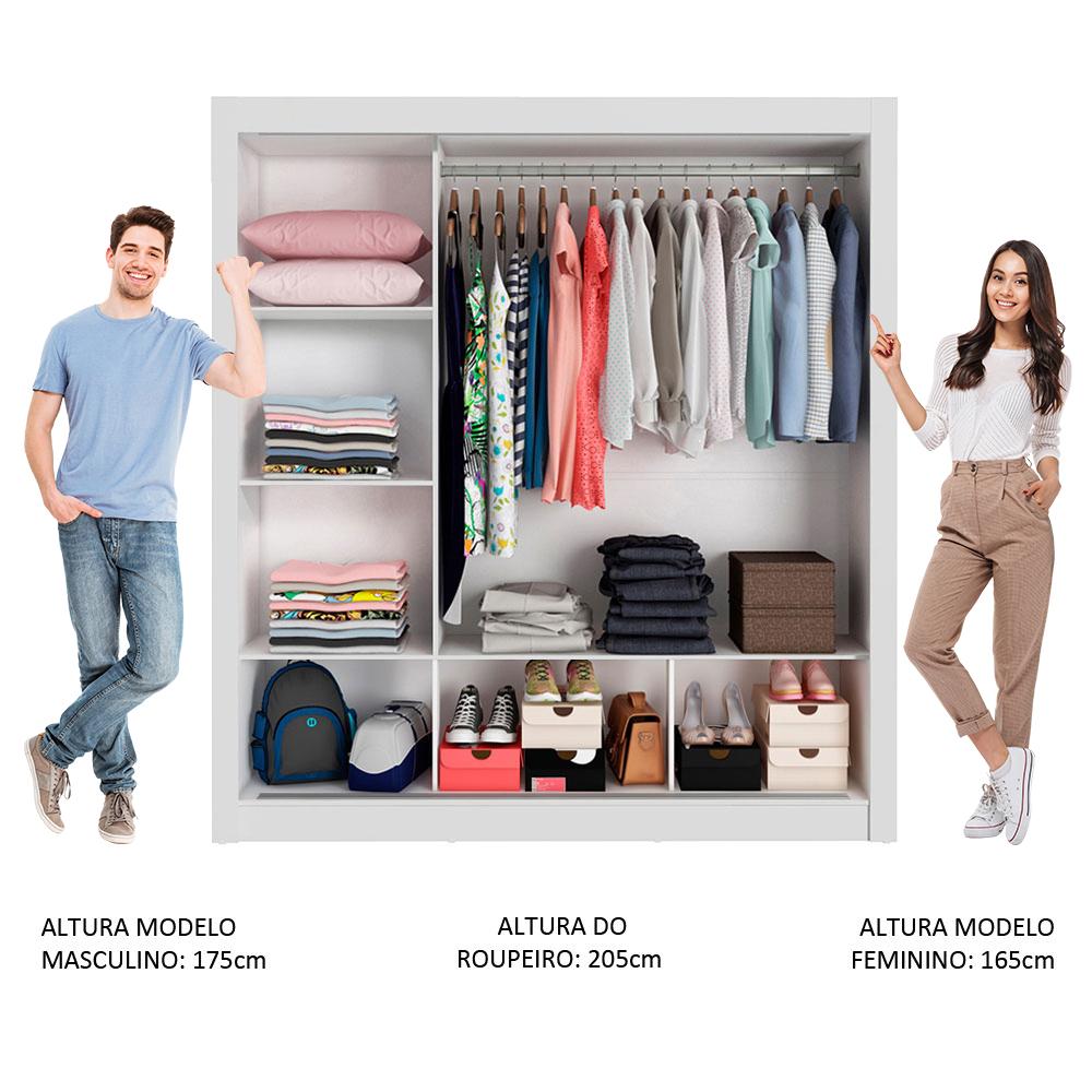 Miniatura Guarda Roupa Casal Madesa Mônaco 3 Portas de Correr com Espelho Branco
