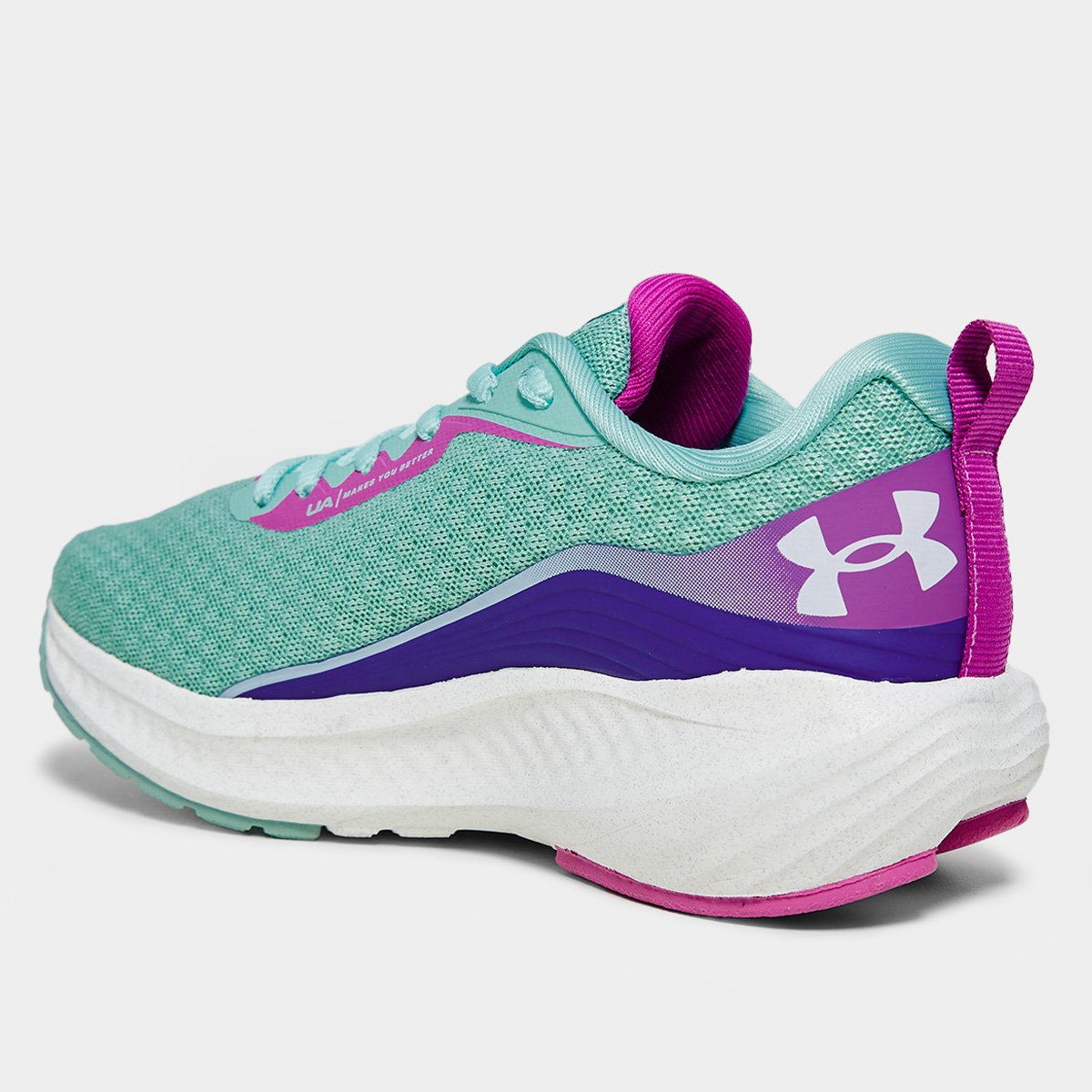 Miniatura Tênis Infantil Under Armour CH. Wing SE Menina Verde+Rosa - 29