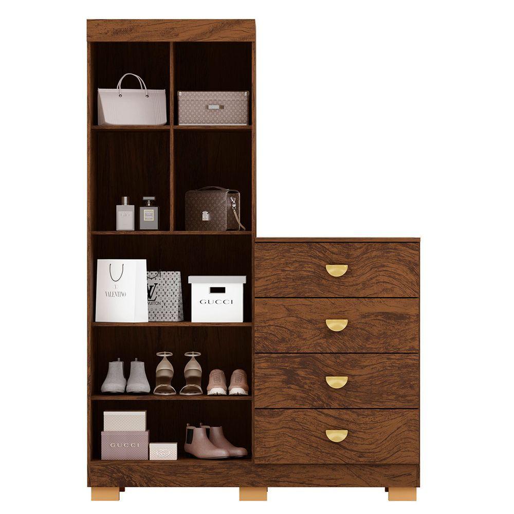 Miniatura Guarda Roupa Cômoda 4 Gavetas 120cm Cristal Imbuia Rústico Vila Rica