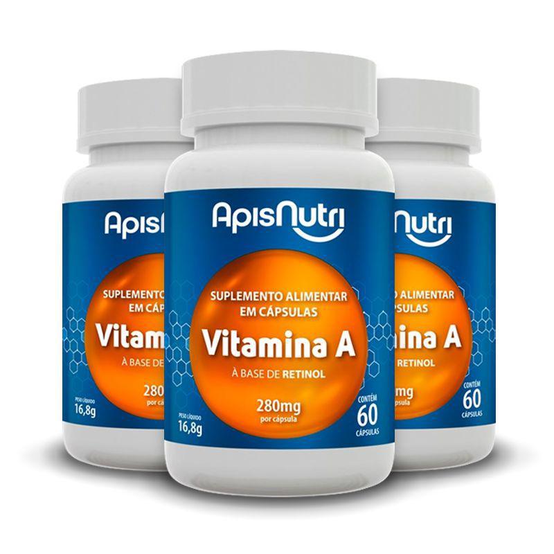 Miniatura Kit 3 Vitamina A Apisnutri 60 Cápsulas Cada