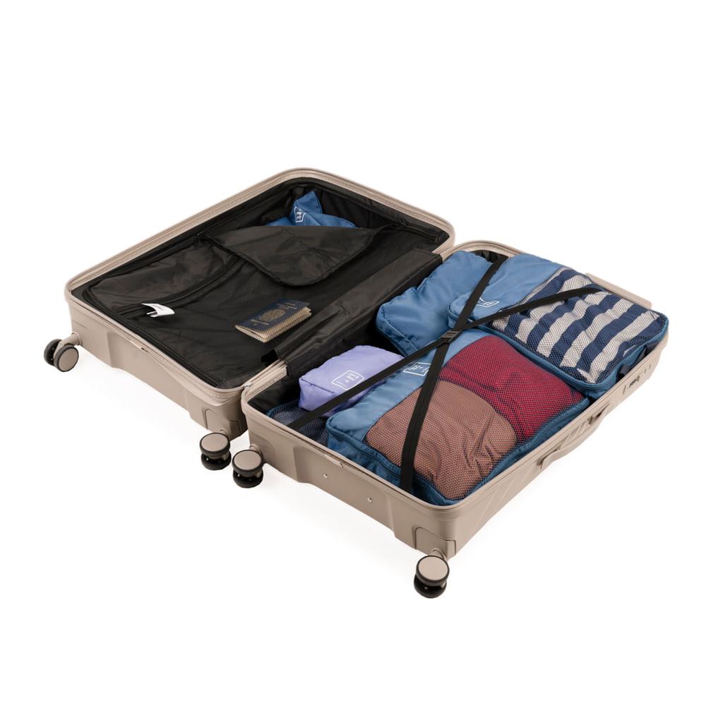 Mala de Viagem Grande 32 Kg Polipropileno 4 Rodas Rover Off White Off white - G
