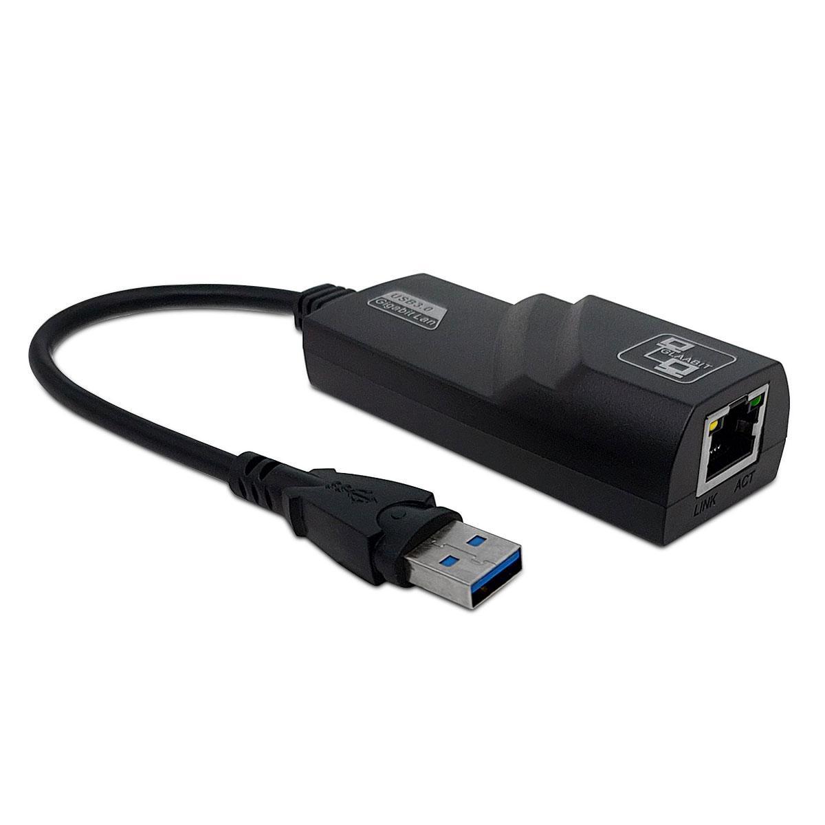 Miniatura Conversor Usb 3.0 Rj45 Gv Brasil, 10/100/1000, Preto