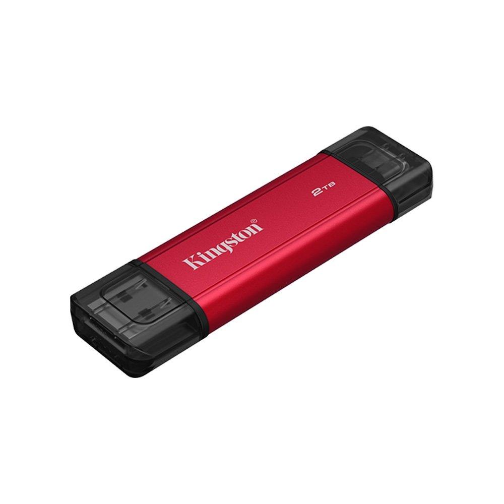 Miniatura SSD Externo Portátil Kingston, 2TB, Dual USB-A/C, Leitura 1050 MB/s, Gravação 950 MB/s, USB 3.2 Gen 2 - SPSD/2TB