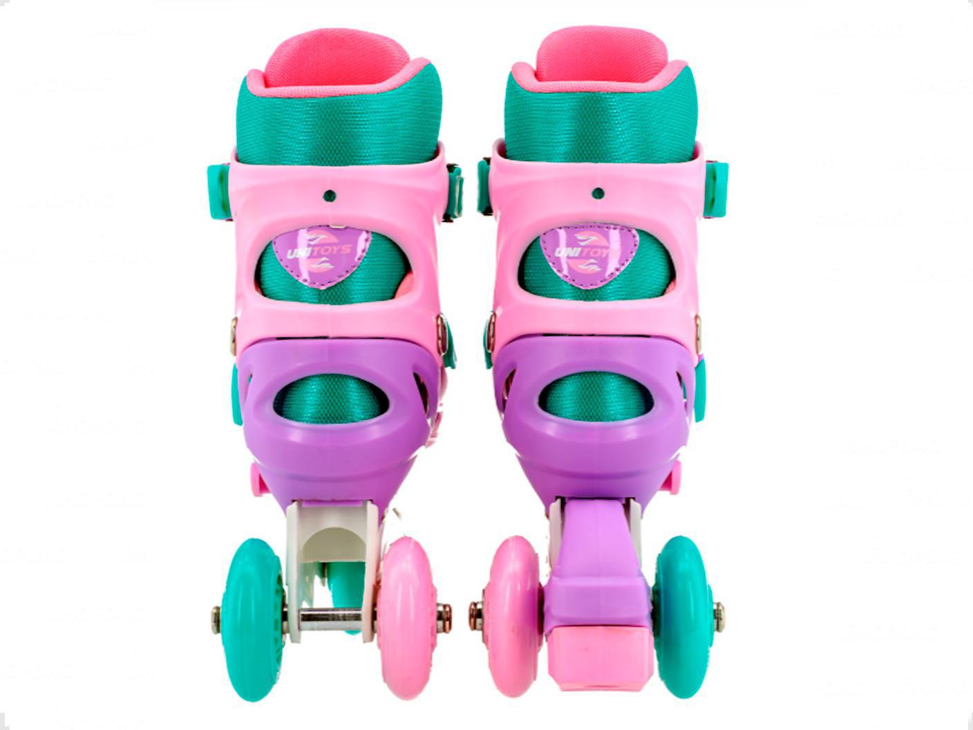 Miniatura Patins Inline Rosa/Roxo Triline Roller 30 Ao 33 Kit Proteção