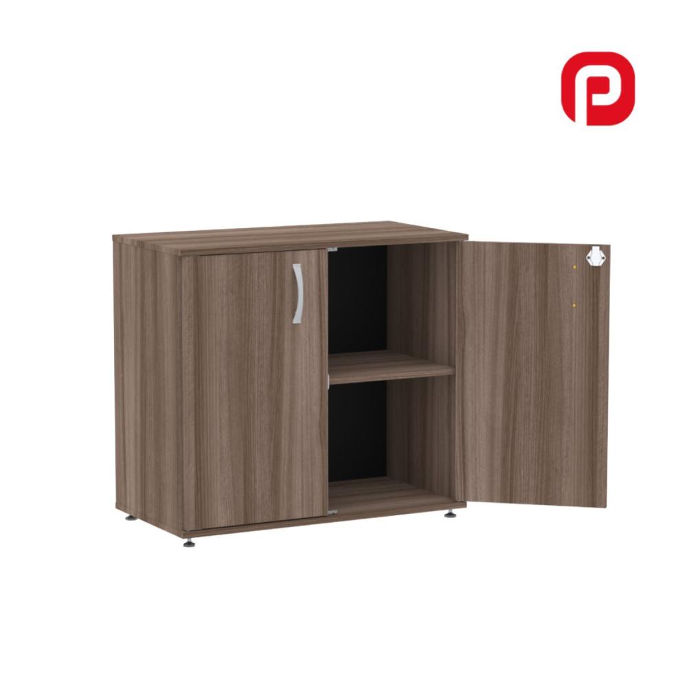 Miniatura Armário Baixo para Escritório 2 Portas Maxxi Pandin Móveis Walnut