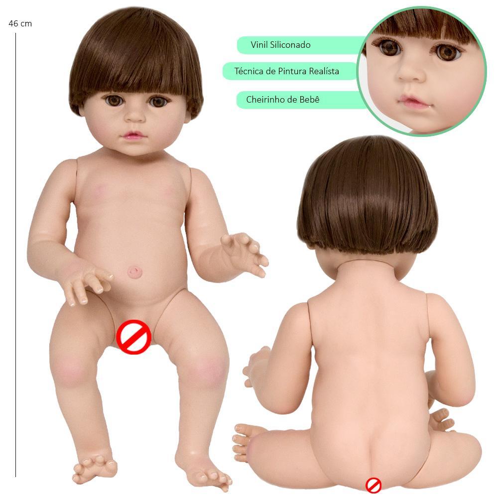 Miniatura Boneco Reborn Realista Masculino Cabelo Castanho + Itens