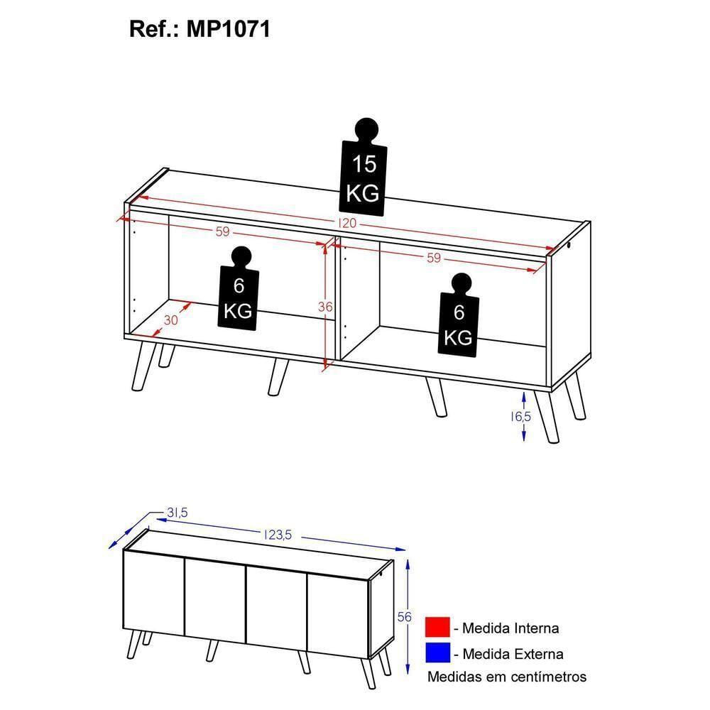 Miniatura Rack Retrô Para Tv Até 50 Polegadas Com 4 Portas Multimóveis Mp1071 Preto Preto