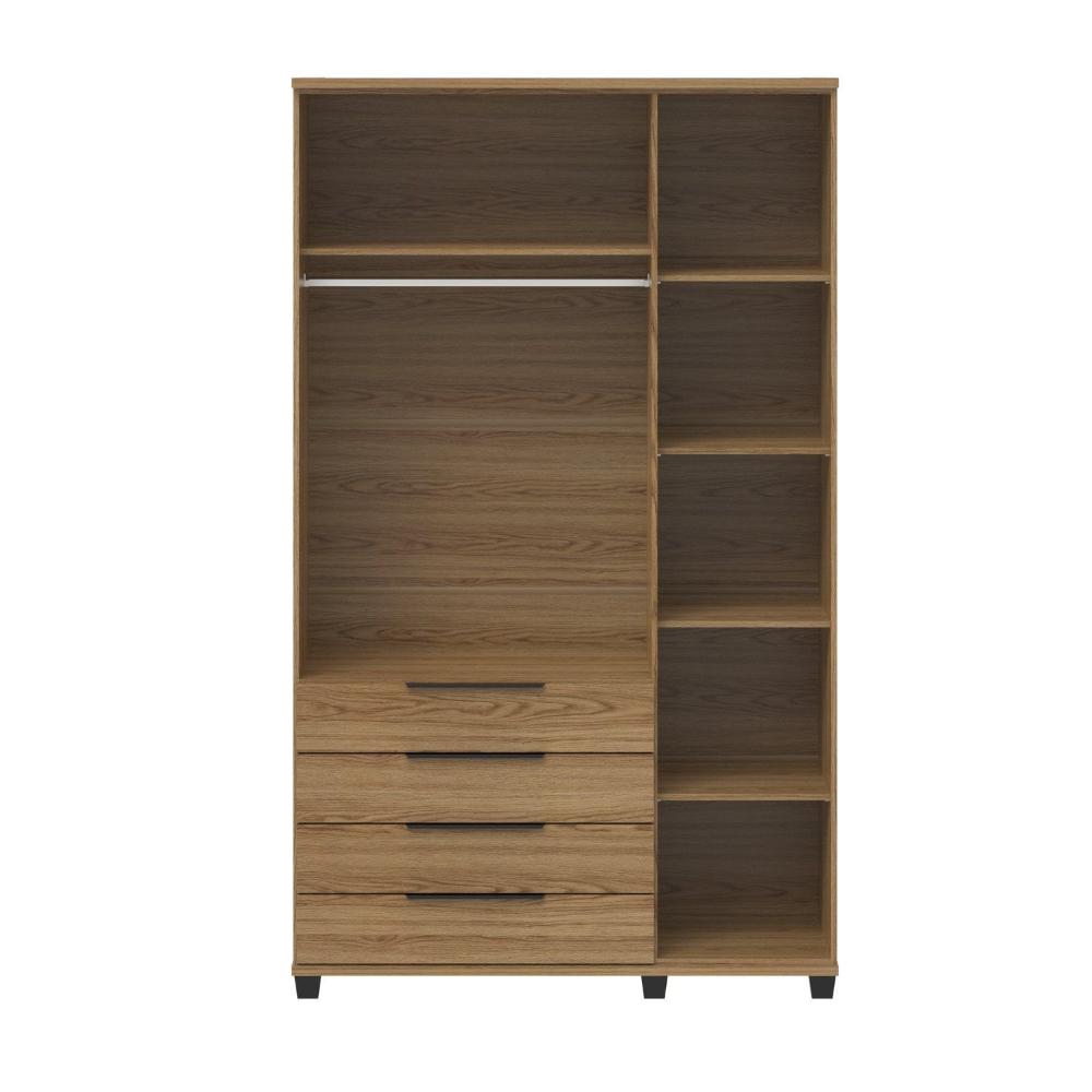 Guarda-roupa Solteiro 3 Portas 4 Gavetas 100% Mdf Allen 136,9 Cm Freijó