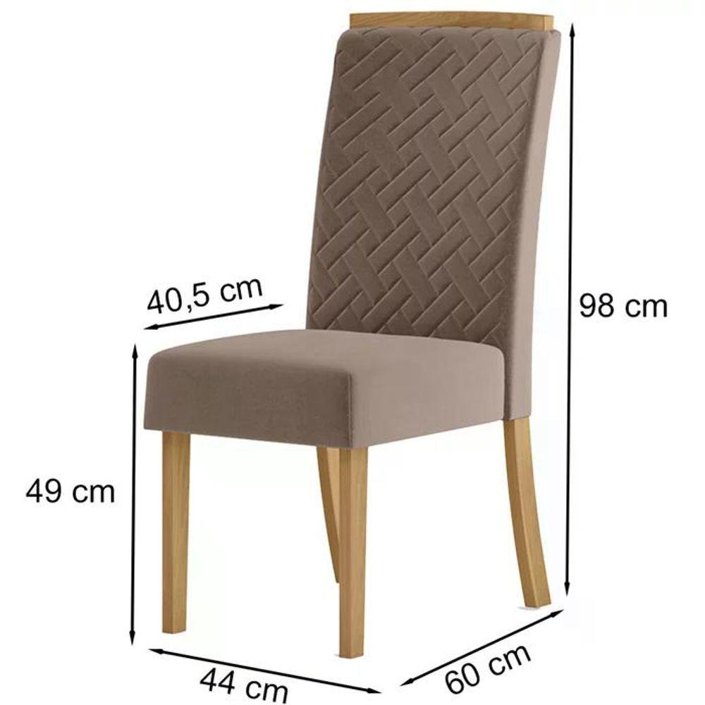 Miniatura Kit 2 Cadeiras Estofadas Si24 Veludo Nature Marrom Amendoa