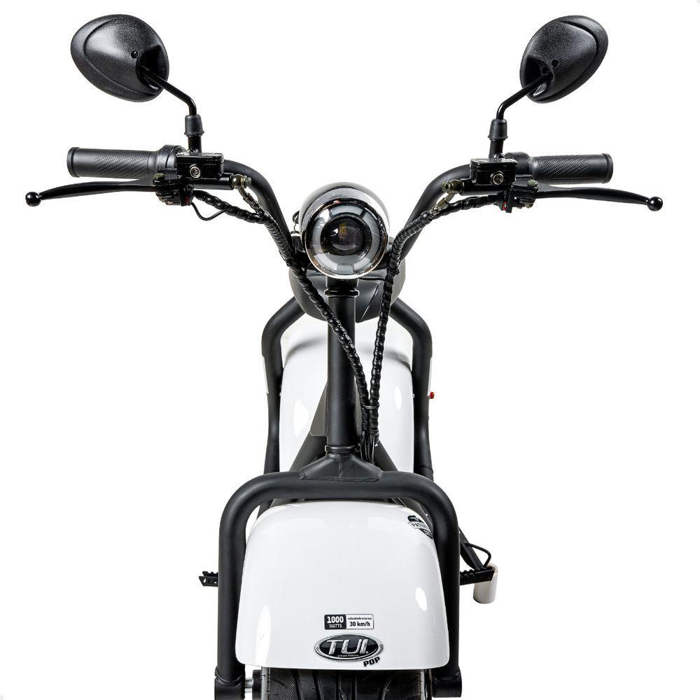 Miniatura Scooter Elétrica 1000w Tui Pop Moto Patinete Sem Cnh Preto-branco