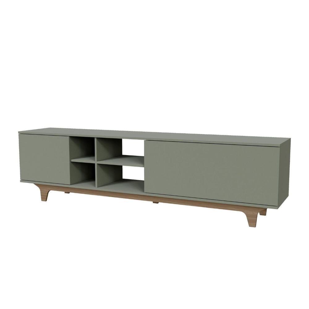 Miniatura Rack para Sala de Estar 200x55x40cm Lars Verde/Freijó