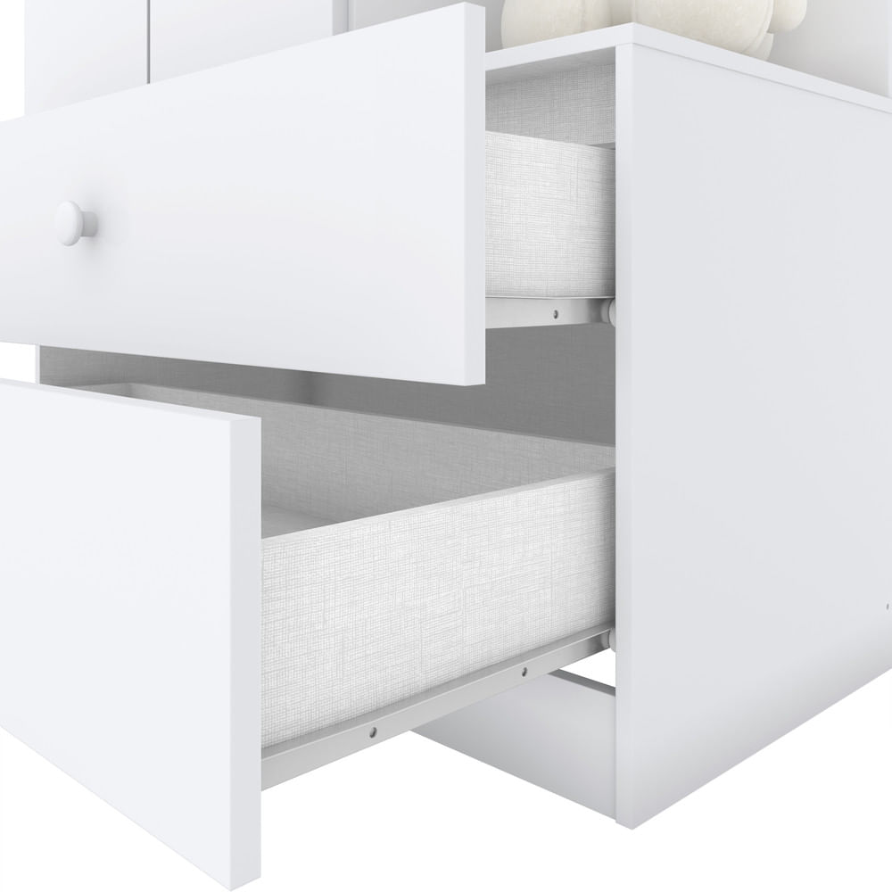 Miniatura Guarda Roupa Infantil 02 Portas 02 Gavetas Amarelinha Henn Branco