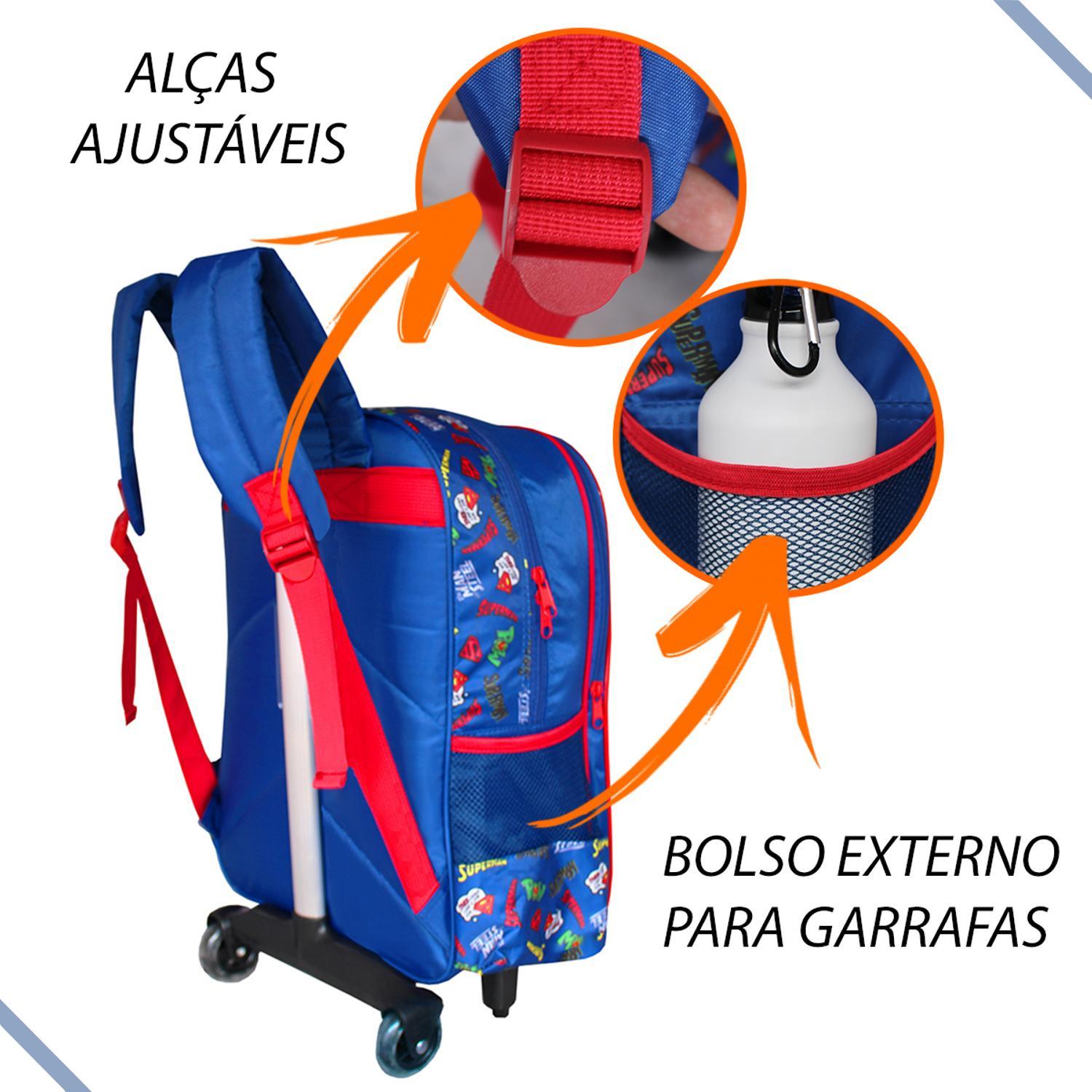 Miniatura Mochila Infantil Rodinhas Superman Vs Lex Luthor Warner Bros