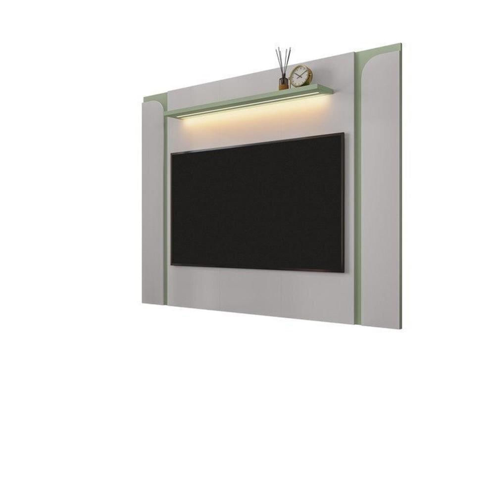 Miniatura Painel Maresias e Rack Juquehy com Led Off-White/Pistache