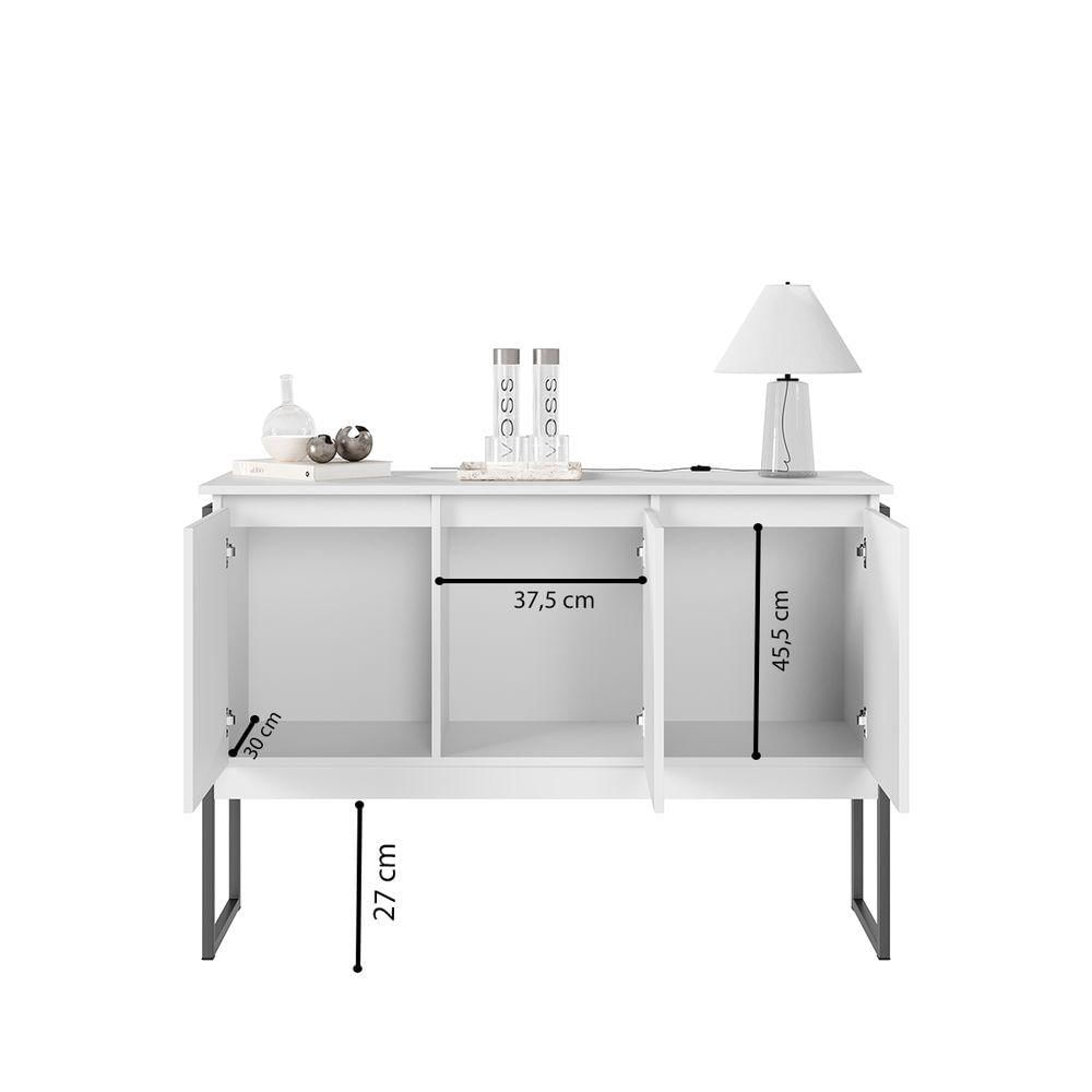 Miniatura Aparador Buffet Para Sala Industrial Oslo Branco Preto