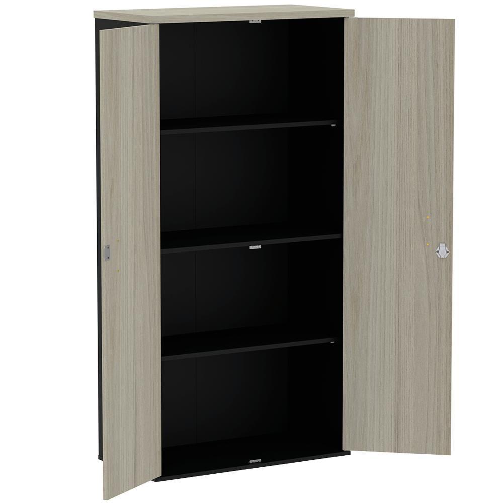 Miniatura Armário Alto Pe25 Pandin 79,20 Cm (Largura) Em Mdp Nogueira Casablanca E Preto Com Duas Portas