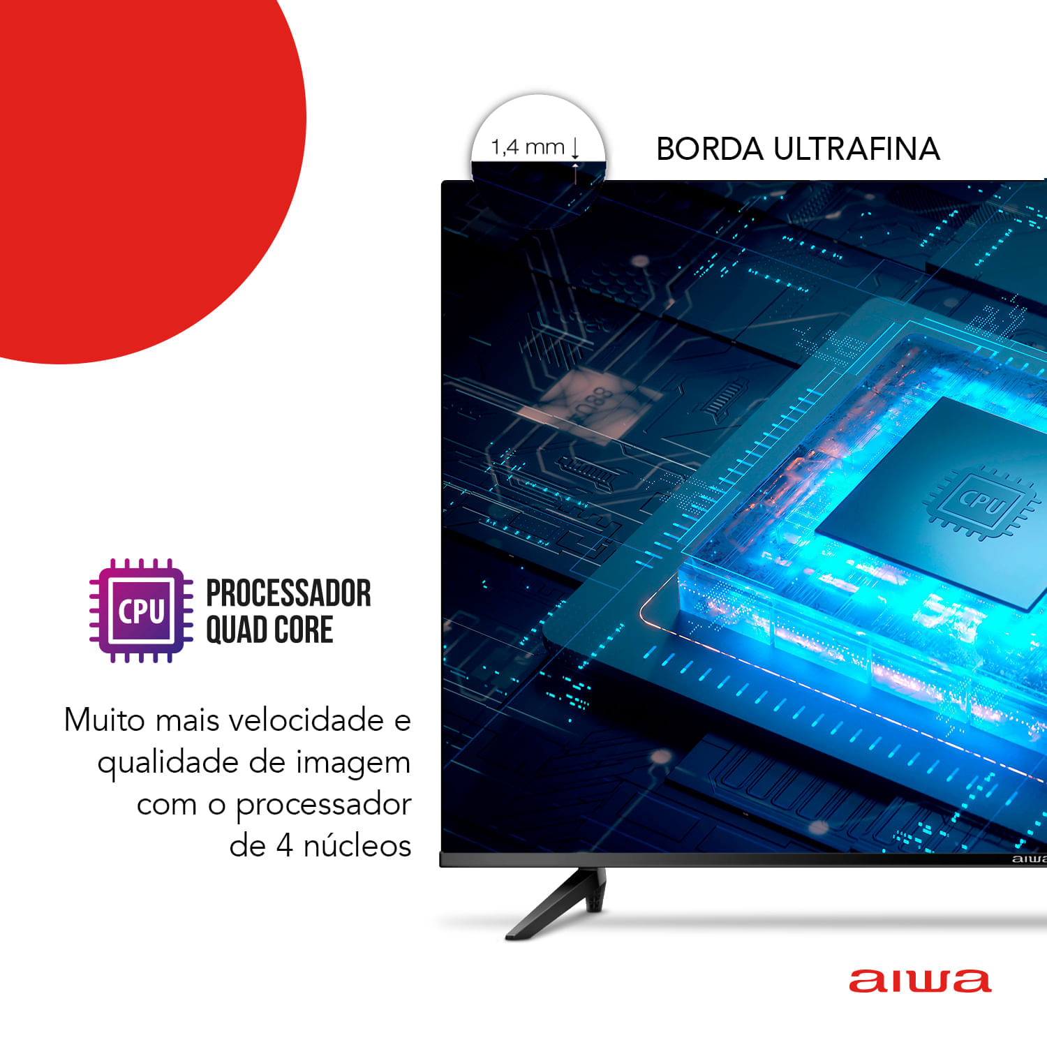 Smart TV AIWA 32” Android HD Borda Ultrafina HDR10 Dolby Áudio AWS-TV-32-BL-02-A TV 32 ANDROID BORD INF AWS-TV-32-BL-02-A