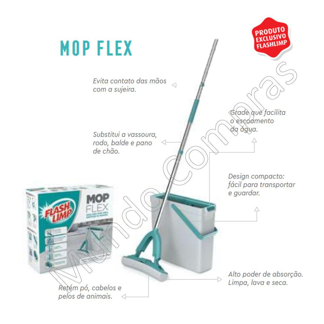 Miniatura Mop Flash Limp Rodo Mágico Flex Com Balde 10 Litros Balde - Mop - Flash limp