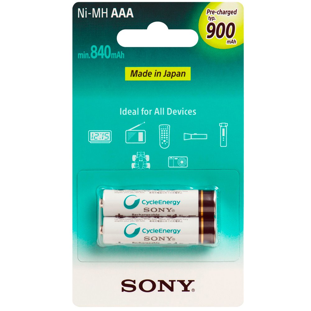 Miniatura Pilha Recarregável AAA Sony B2GN 1.2V - 2 Unidades