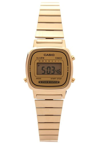 Miniatura Relógio La670Wga-9Df Vintage Collection Digital Alarme, calendário - Dourado - Amarelo - Relógio - Casio - Aço - Digital - La670wga