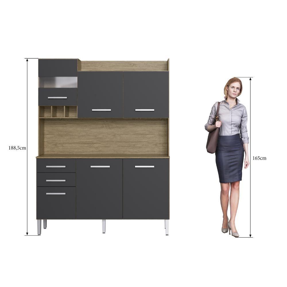 Cozinha Compacta Decibal AC6200 6 Portas 2 Gavetas com Armário e Balcão - Wood Preto