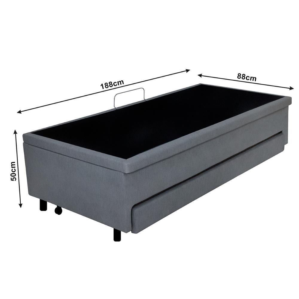 Miniatura Bicama Box Com Baú Solteiro 88x188 Com Colchão Auxiliar Linho Cinza