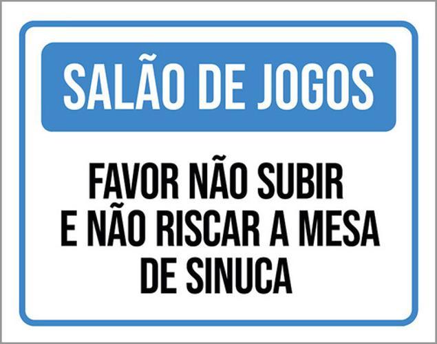 Miniatura Placa Salão Jogos Não Subir Riscar Mesa Sinuca 27X35