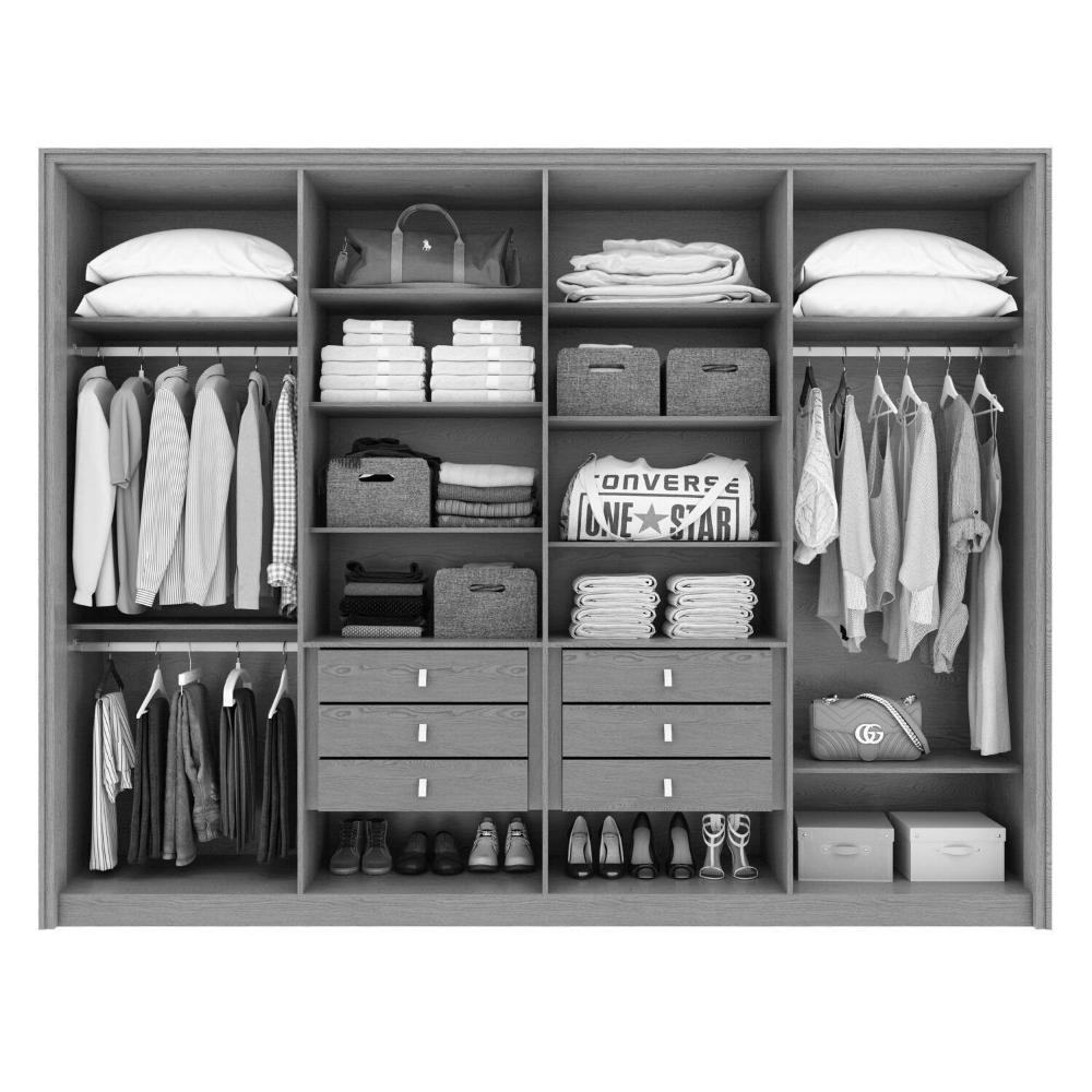 Guarda-roupa 8 Portas 6 Gavetas 100% Mdf Ergon Amêndoa Clean/Off White