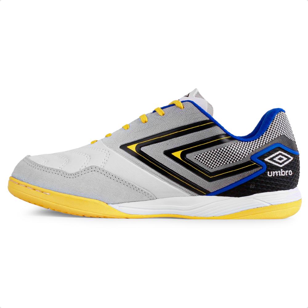 Miniatura Chuteira Futsal Umbro Pro 5 Bump Club Masculina Branco / Amarelo - 37