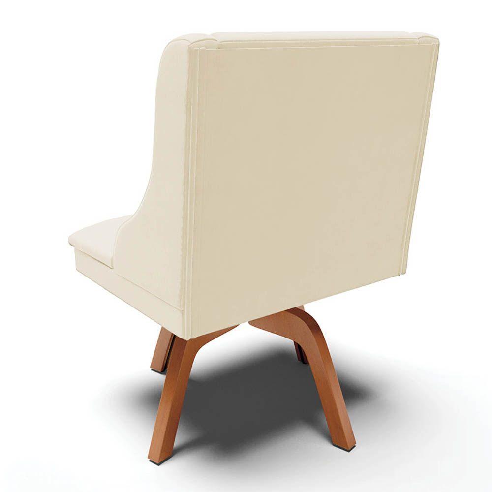 Miniatura Kit 2 Cadeiras Estofadas Base Giratória De Madeira Lia Veludo Bege - Ibiza