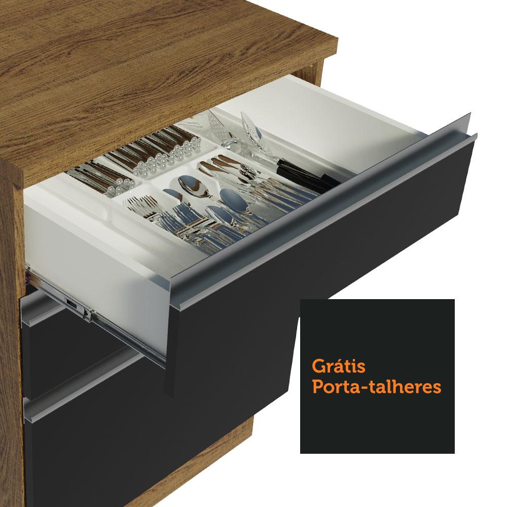 Cozinha Completa de Canto Madesa Glamy 349002 com Armário e Balcão (Sem Tampo e Pia) - Rustic/Preto Rustic/Preto